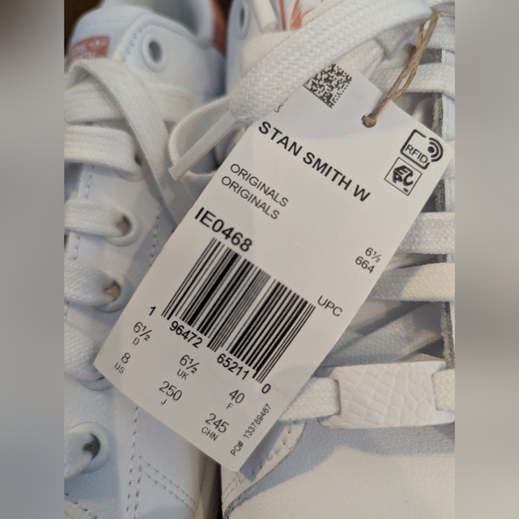 Adidas Stan Smith Women's Leather sneakers White and Pink, Size 8 New In Box - Picture 8 of 16